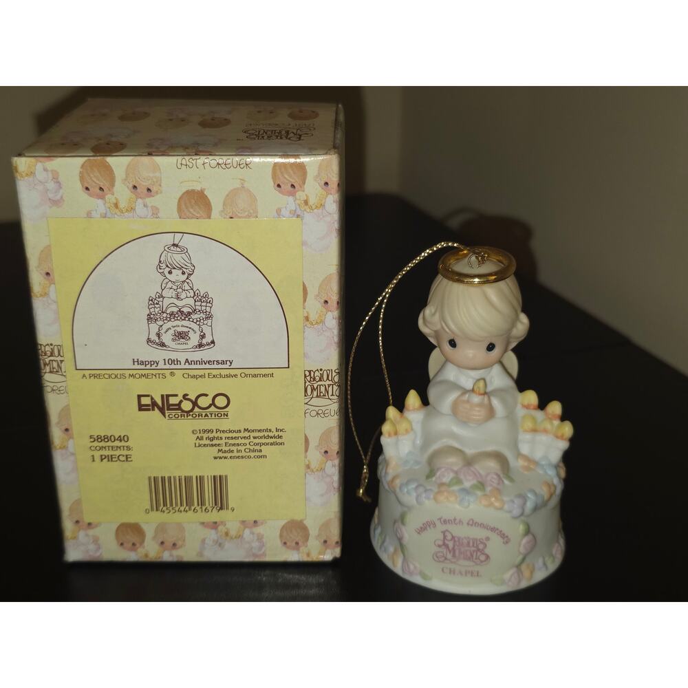 Precious Moments Happy 10th‎ Anniversary Chapel Exclusive Ornament 588040 Enesco